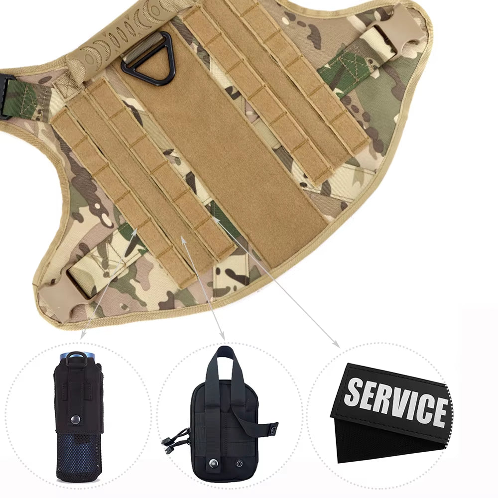 Tactical Dog Harness Kit 🐾 Military Training Vest with Patches & Bags