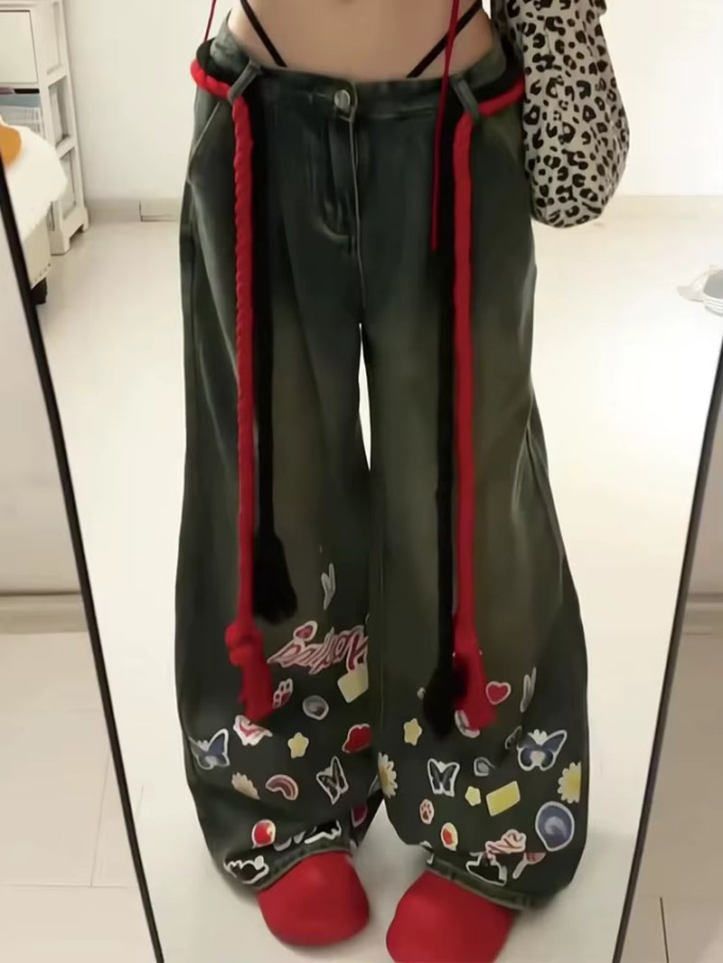 Women’s Y2K Retro High-Waist Straight Jeans