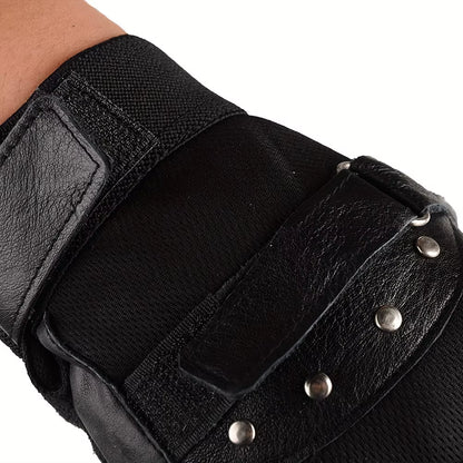 🔥 Men’s Fingerless Leather Gloves – Real Goatskin, Perfect for Driving & Gym Style 🔥