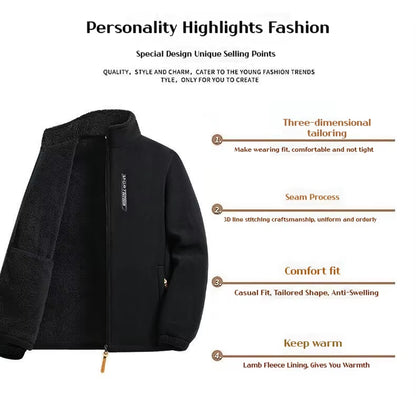 Stay Warm and Stylish this Winter with Our Thickened Polar Fleece Jacket for Men - Perfect for Autumn and Winter Adventures!