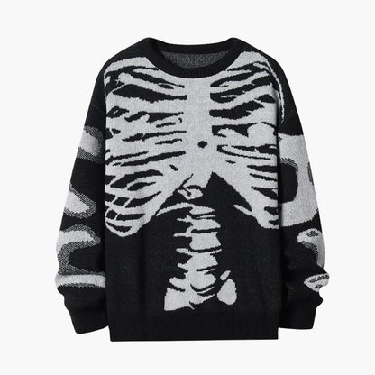 Emo Skeleton Sweater 🖤 Oversized Gothic Knitwear”