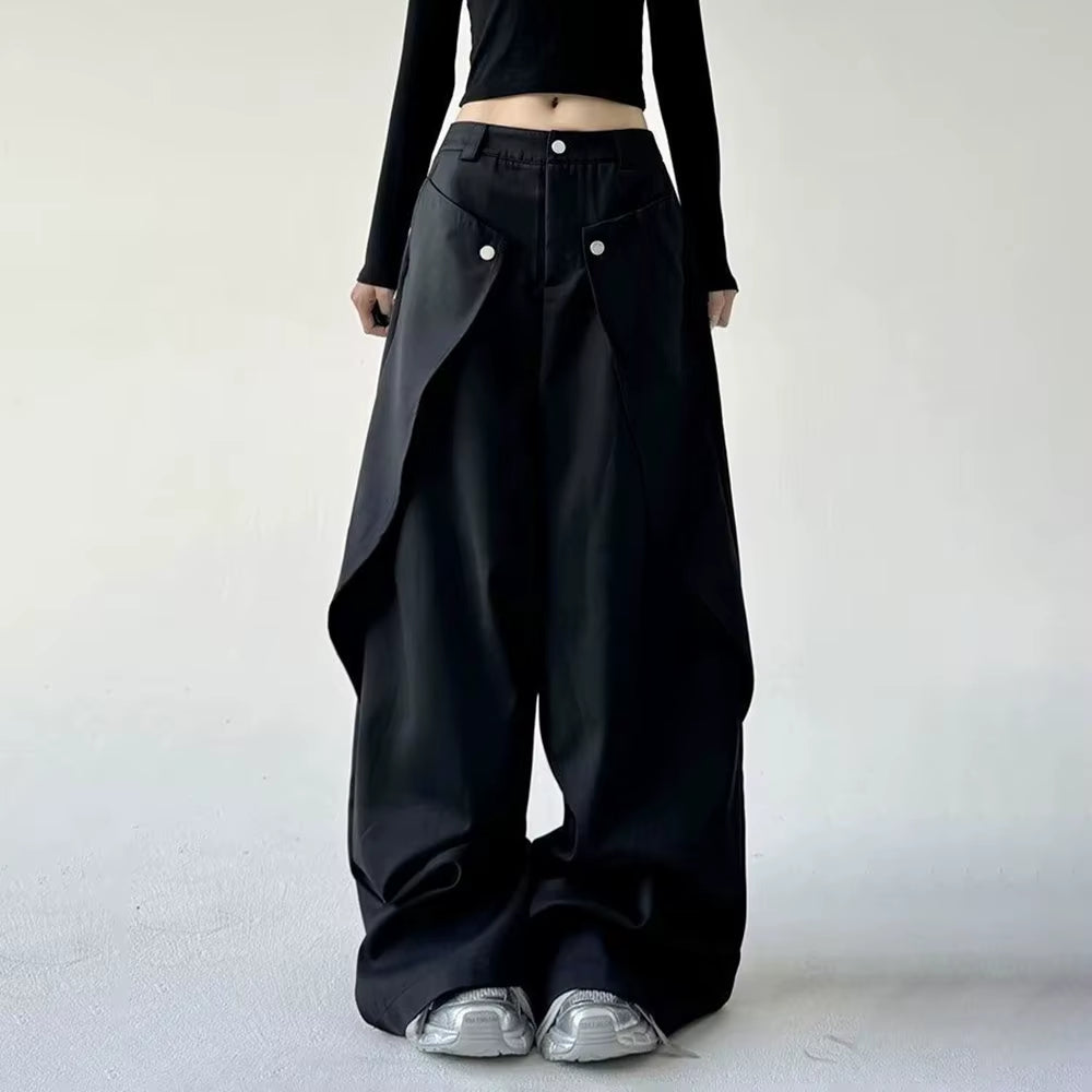Unisex Double-Layer Wide-Leg Pants — Grunge & Old Money Streetwear 2025