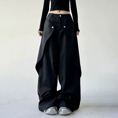 Unisex Double-Layer Wide-Leg Pants — Grunge & Old Money Streetwear 2025