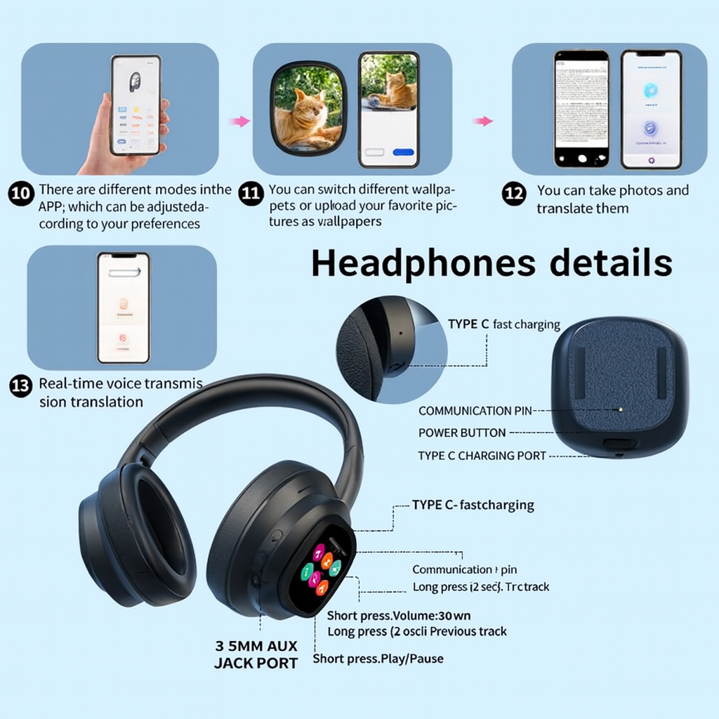 🖤 Emo X1 Pro – Dark Wireless LCD Headphones | Future Sound Reborn**