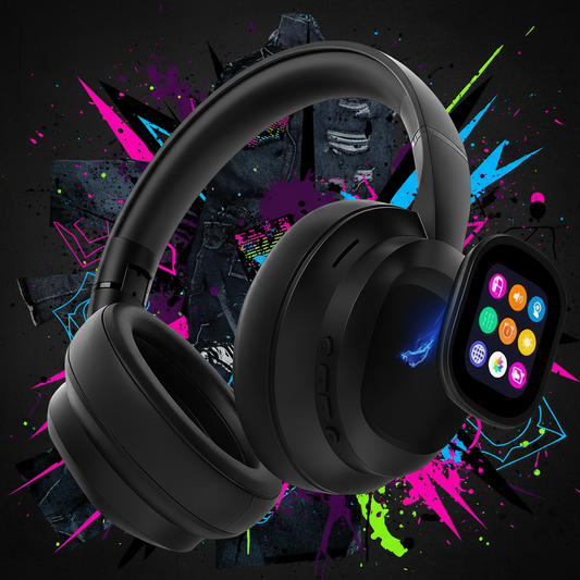 🖤 Emo X1 Pro – Dark Wireless LCD Headphones | Future Sound Reborn**