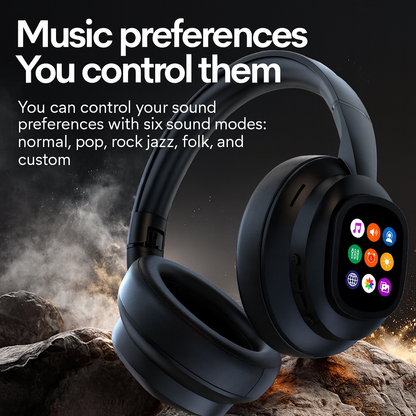 🖤 Emo X1 Pro – Dark Wireless LCD Headphones | Future Sound Reborn**