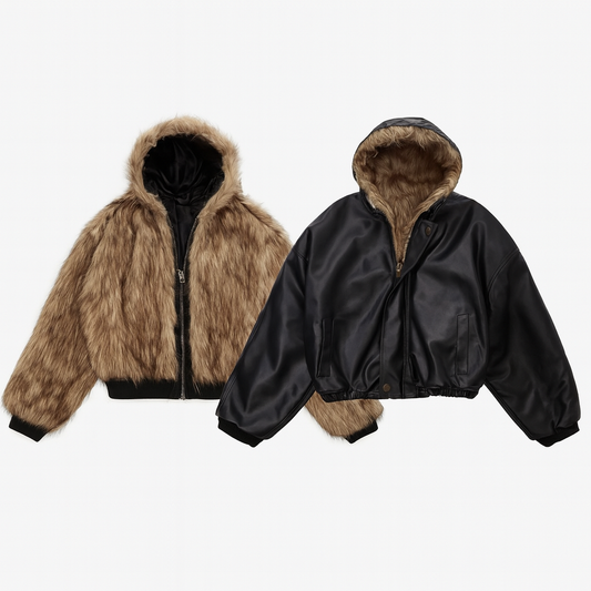 🔥 Dark Rebellion Faux Fur Hooded Jacket 🖤