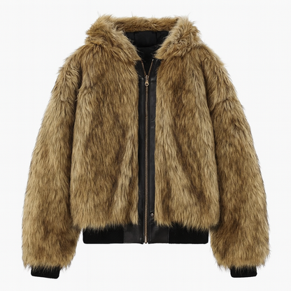 🔥 Dark Rebellion Faux Fur Hooded Jacket 🖤