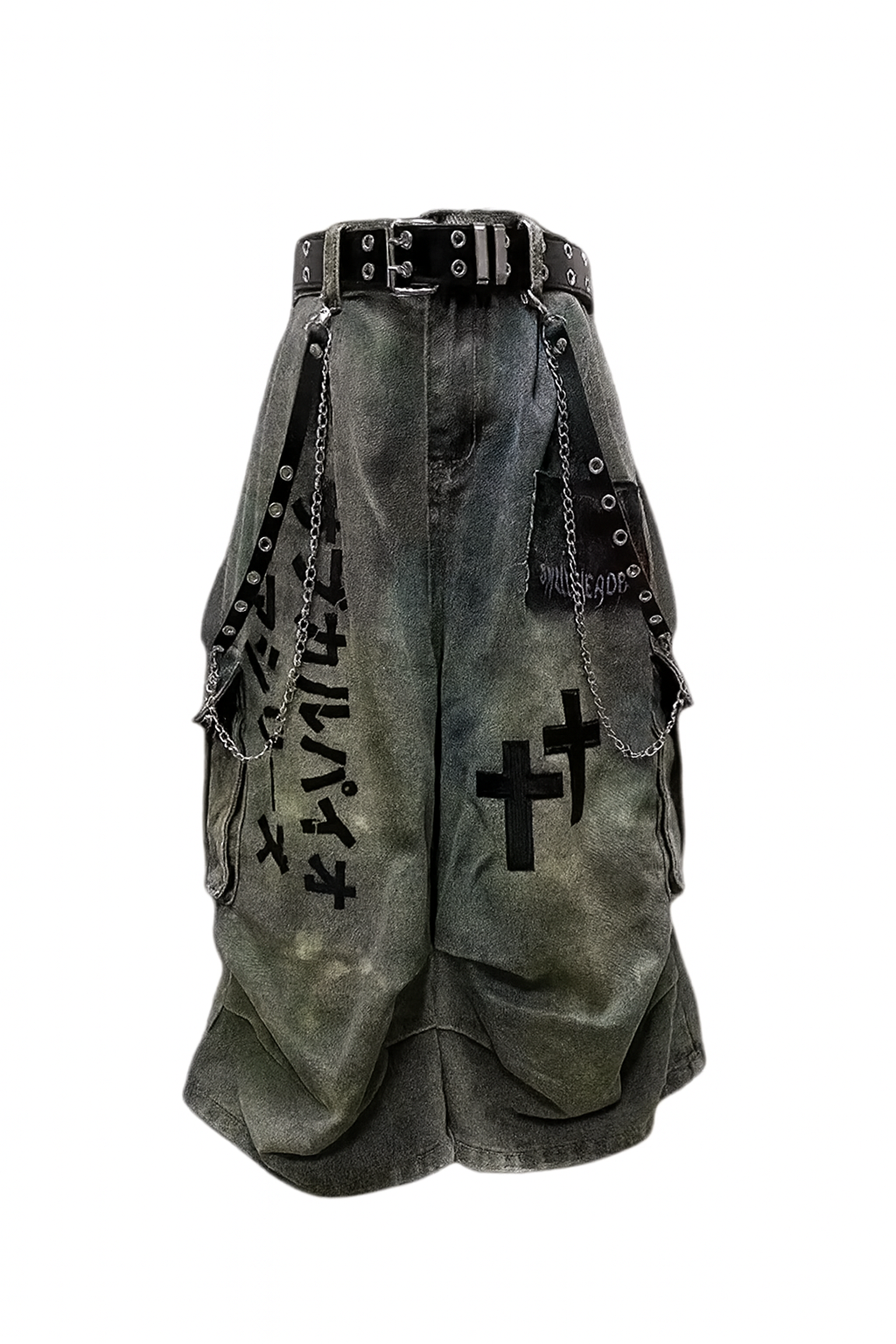 Y2K Distressed Cargo Jeans – Gothic Chain Shorts Unisex
