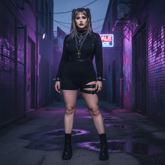 🖤 Gothic Black Buckle Jumpsuit 🕷️