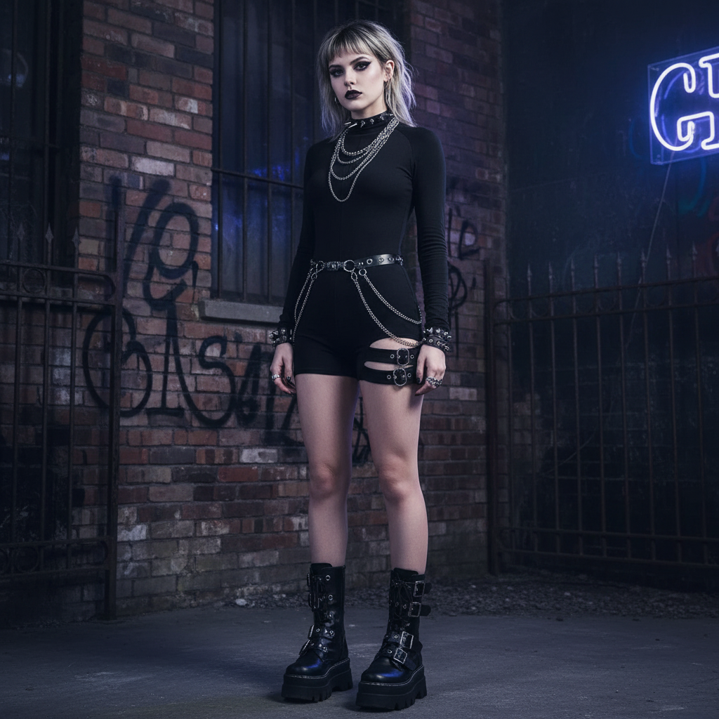 🖤 Gothic Black Buckle Jumpsuit 🕷️