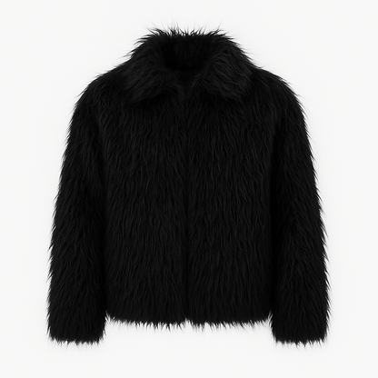 Winter Short White Faux Mongolian Fur Coat – Thick Warm Luxury Fluffy Jacket for Men