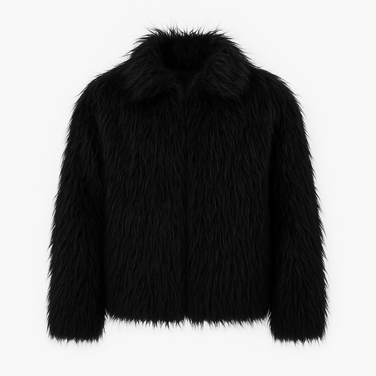 Winter Short White Faux Mongolian Fur Coat – Thick Warm Luxury Fluffy Jacket for Men