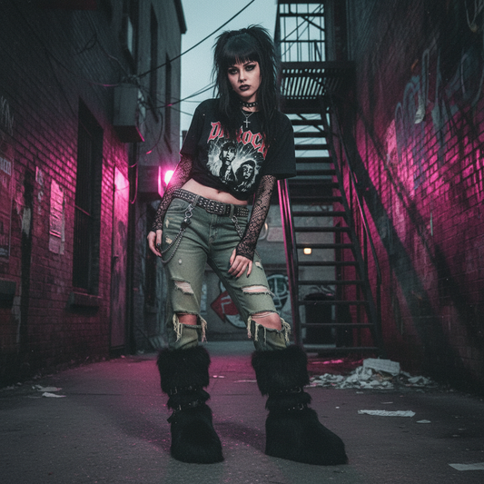 Luxury Faux Fur Knee-High Boots – Belt Buckle, Slip-On Winter Warm Fashion