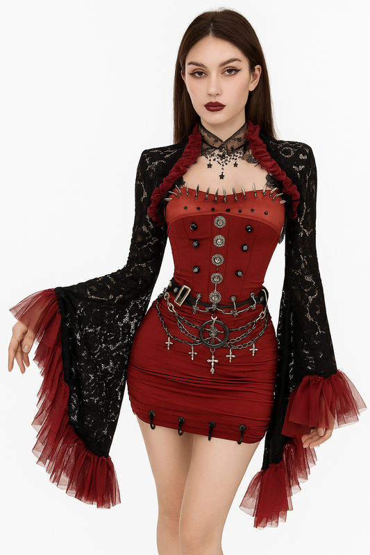 🦇 Gothic Queen Spiked Corset Dress — Dark Elegance & Rebel Energy 🖤