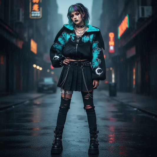 Mystic Aurora Moonlight Cropped Hoodie – Cosmic Streetwear Vibes ✨🌙🔥