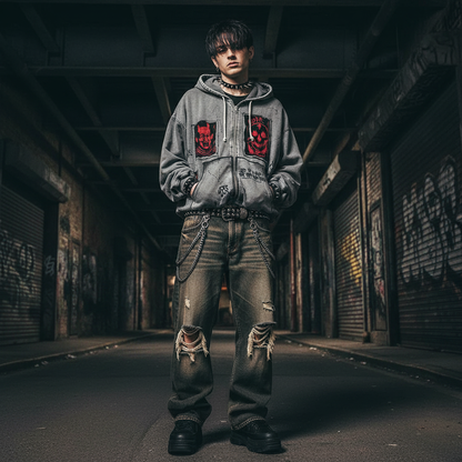 Couple Heavy Zipper Hoodie – Unisex Streetwear Sweatshirt | Emo Fashion™