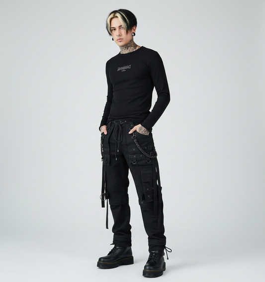 Elevate Your Style with Cyberpunk Gothic Chain Pants – Handmade Black Streetwear Trousers
