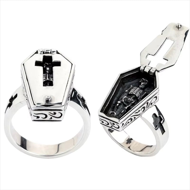 "Coffin Secrets 🪦 Gothic Punk Ring"