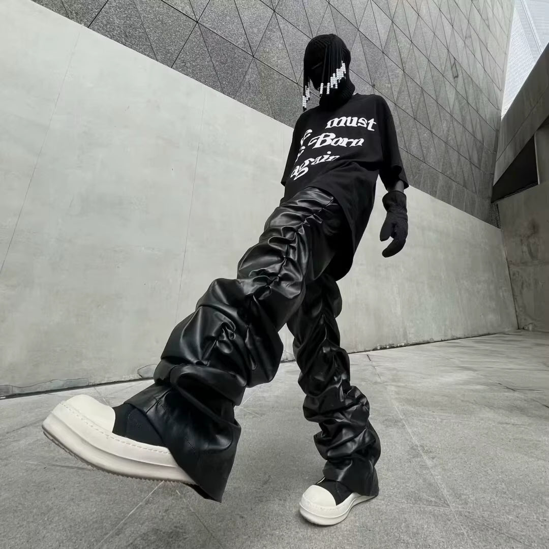 Elevate Your Style with Bold PU Leather Hip-Hop Pants - Loose Harajuku Fit for Ultimate Comfort