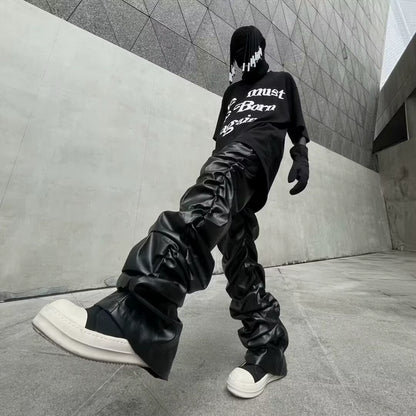 Elevate Your Style with Bold PU Leather Hip-Hop Pants - Loose Harajuku Fit for Ultimate Comfort