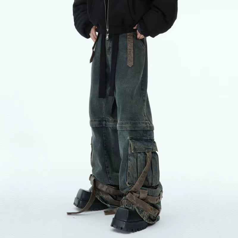Elevate Your Style with Vintage Detachable Denim Cargo Pants – Trendy Spliced Jeans for Men | 2025 Original Collection