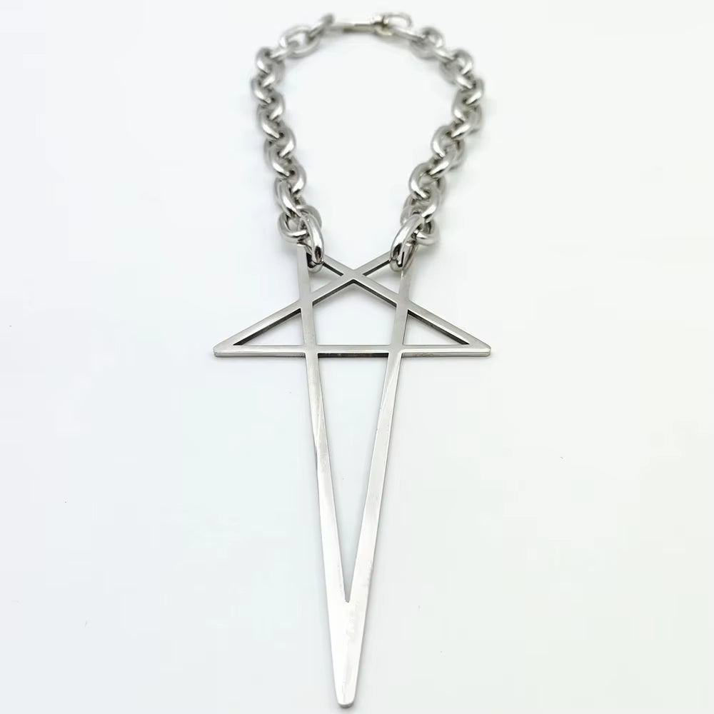 Trendy Punk Hip Hop Star Charms Pendant Necklace - Unisex Y2K Fashion Choker for Gothic Style Lovers