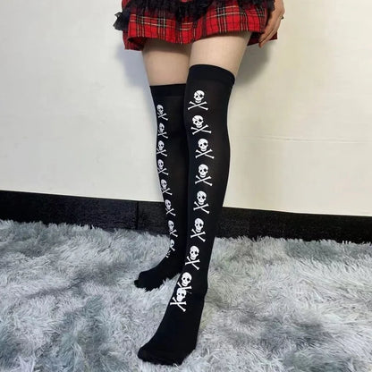Skull Gothic Dark Long Sexy Stockings Harajuku Emo Alternative Lolita Socks Lingerie Skin Thigh High Garters Hosiery Stockings