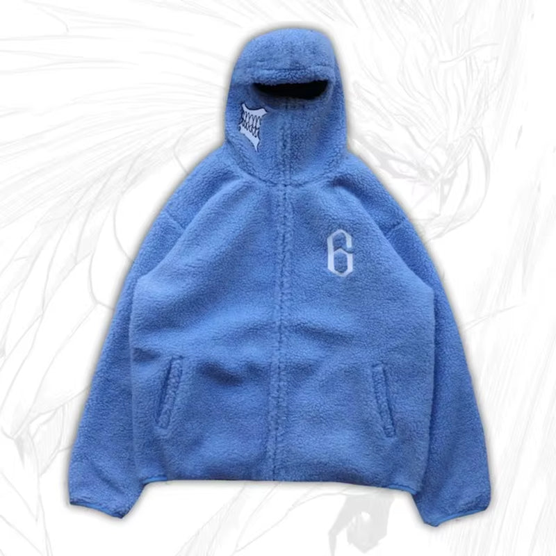 Y2K Emo Harajuku Men Zip Sweater American Style High Street Texture Sweatshirt Oversized Gothic Men Women Solid Color Retro Tops