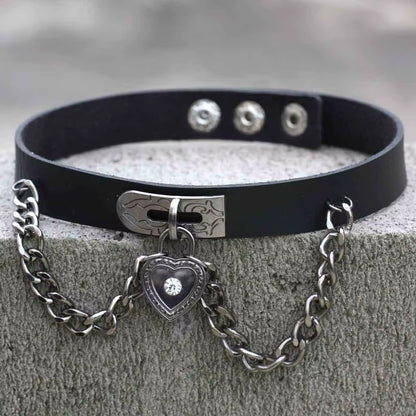 New Harajuku Black Goth Punk Leather Choker Necklaces Women Men Rock Metal Emo Festival Cosplay Party Jewelry Gothic Accessories