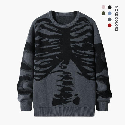 Emo Skeleton Sweater 🖤 Oversized Gothic Knitwear”
