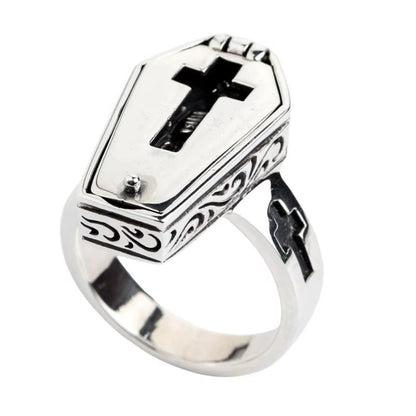 "Coffin Secrets 🪦 Gothic Punk Ring"
