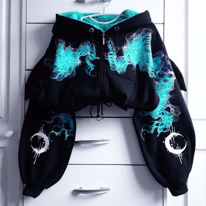 Moonfire Cropped Hoodie 🌙🔥