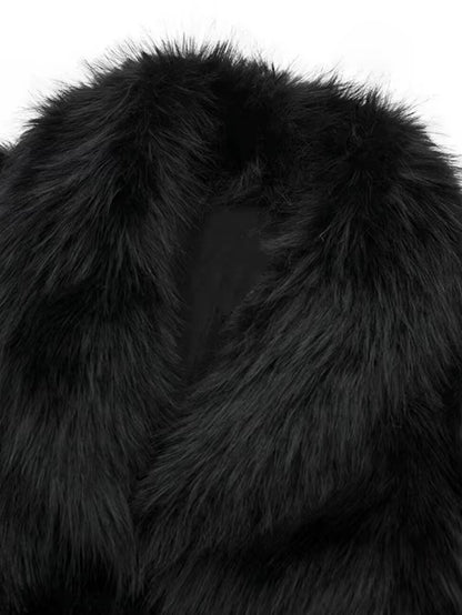 Black Faux Fur Cropped Jacket – Dark Elegance Edition