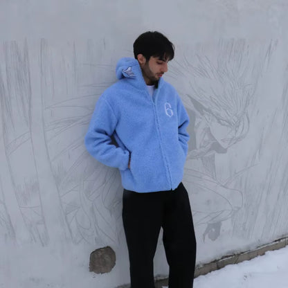 Y2K Emo Harajuku Men Zip Sweater American Style High Street Texture Sweatshirt Oversized Gothic Men Women Solid Color Retro Tops