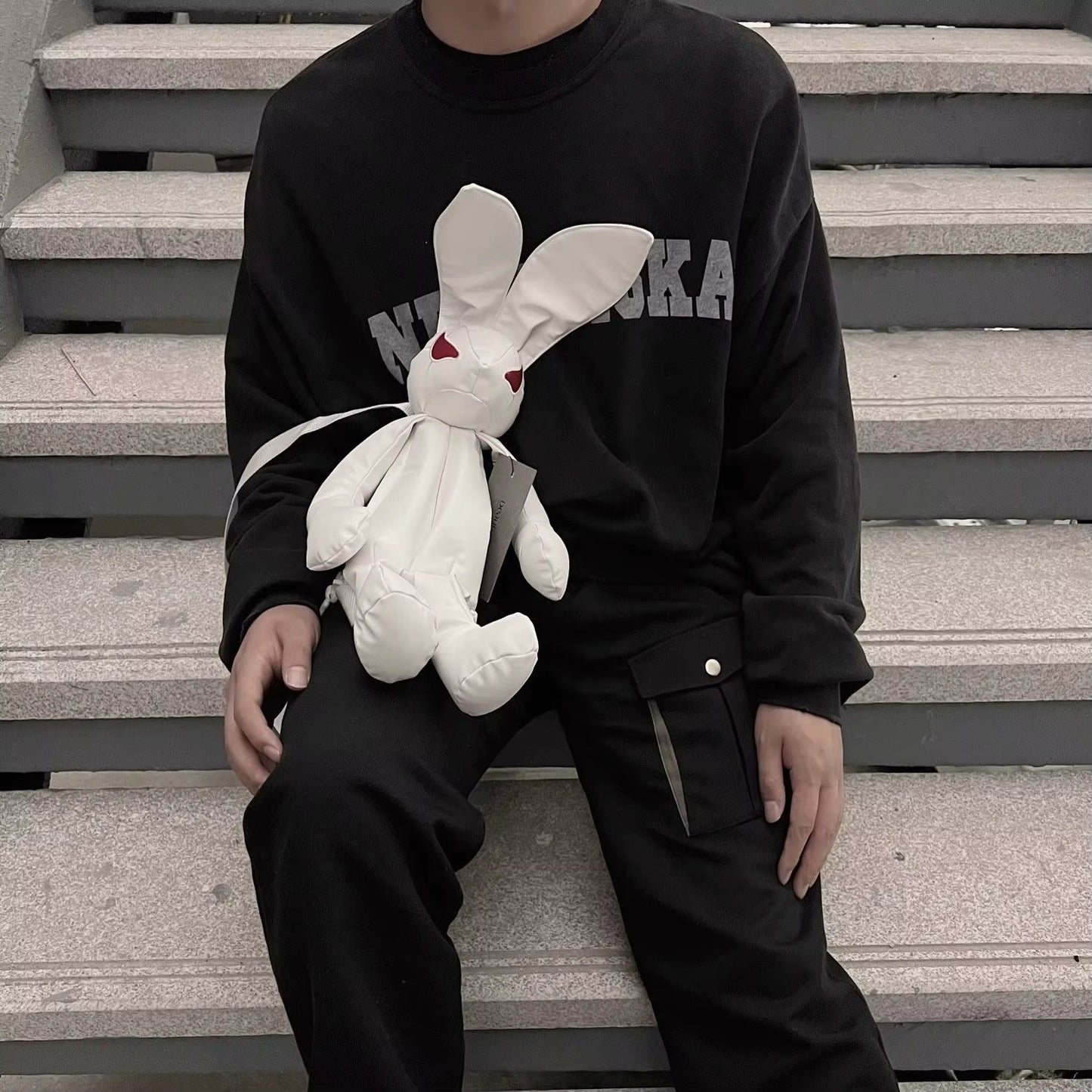 Beauty Beast Backpack PU Black White Bags for Women Unisex Zipper Water Repellent