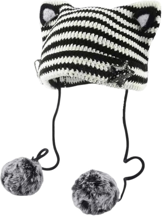 Cat Ear Y2K Beanie 🖤⭐