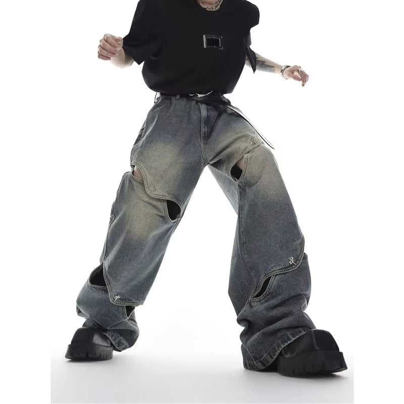 🖤 Urban Rebel Wide-Leg Jeans | Japanese & Korean Street Fashion Men’s Denim