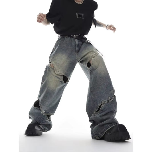 🖤 Urban Rebel Wide-Leg Jeans | Japanese & Korean Street Fashion Men’s Denim