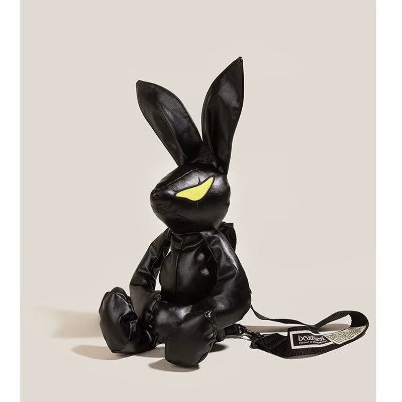 Beauty Beast Backpack PU Black White Bags for Women Unisex Zipper Water Repellent