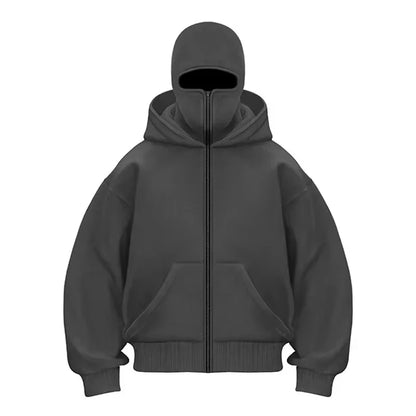 🖤 Harajuku Double Hood Hoodie ⚡ Vintage Street Style