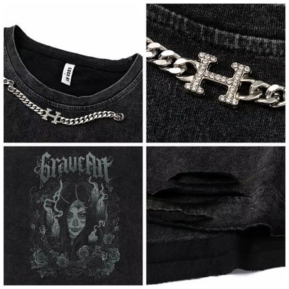 Gothic Emo Vintage Sleeveless Tank Top Y2K American Gothic Graphic Alphabet Printed Vest Hip-Hop Streetwear T-Shirt Men Women