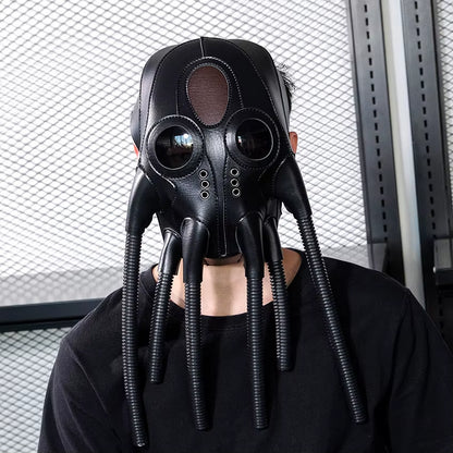 Xenomorph Steampunk Leather Mask – Alien Tentacle Monster Cosplay | Gothic Halloween Masquerade