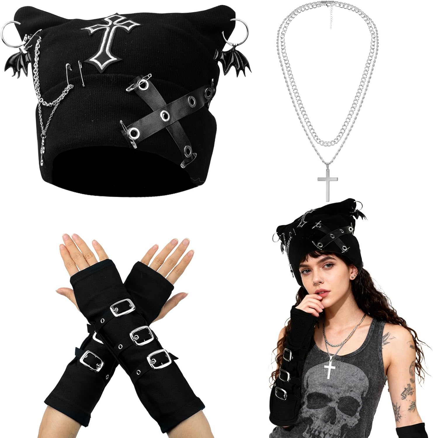 Y2K Grunge 4-Piece Set 😼🖤