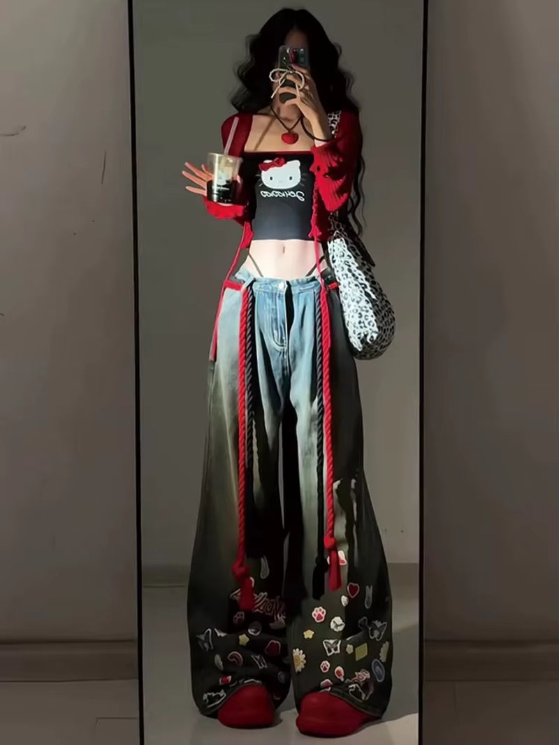 Women’s Y2K Retro High-Waist Straight Jeans