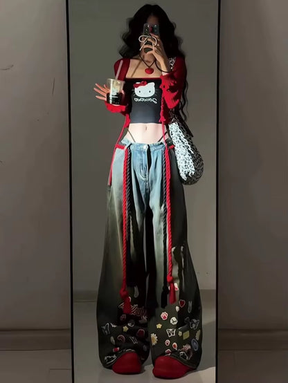 Women’s Y2K Retro High-Waist Straight Jeans