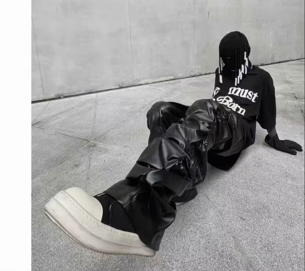 Elevate Your Style with Bold PU Leather Hip-Hop Pants - Loose Harajuku Fit for Ultimate Comfort