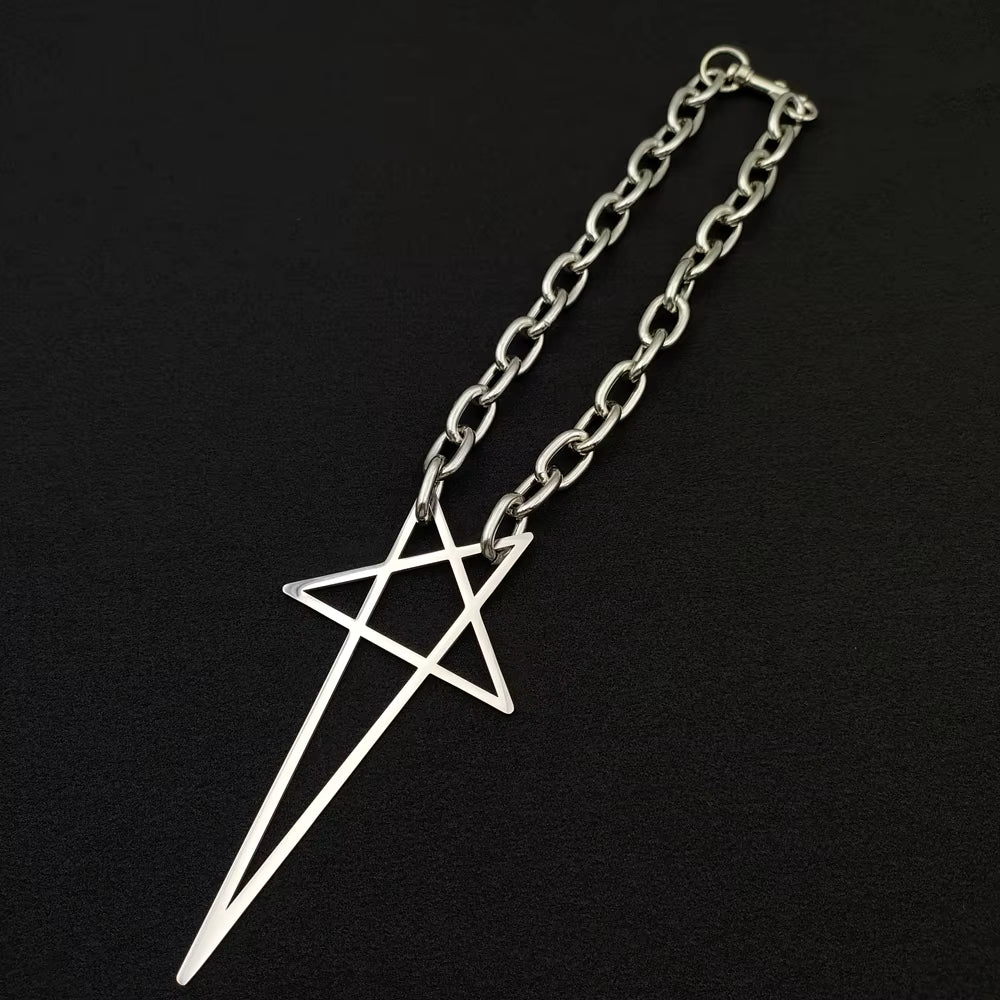 Trendy Punk Hip Hop Star Charms Pendant Necklace - Unisex Y2K Fashion Choker for Gothic Style Lovers