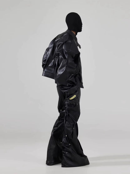 🖤 Men’s Luxury PU Leather Jacket — Rivet Streetwear 2025 ⚡