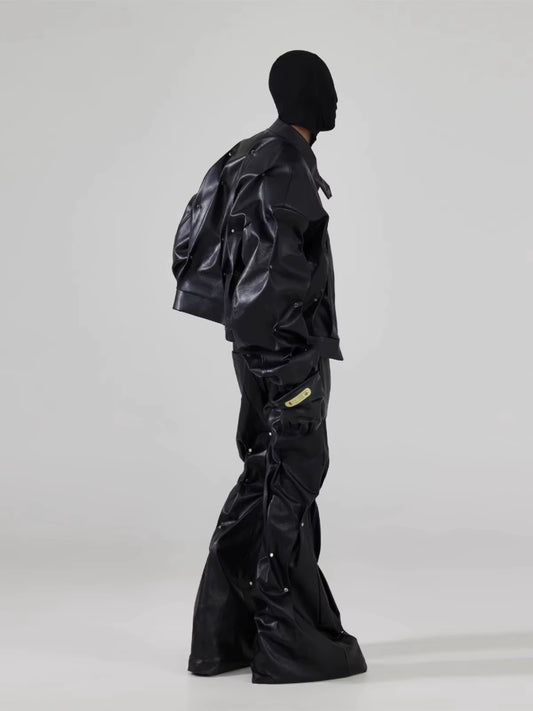 🖤 Men’s Luxury PU Leather Jacket — Rivet Streetwear 2025 ⚡